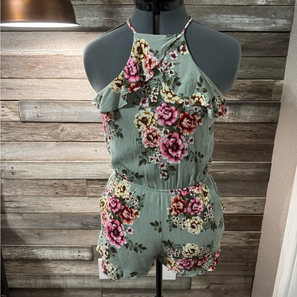 Exist Sage and Pink Floral Romper